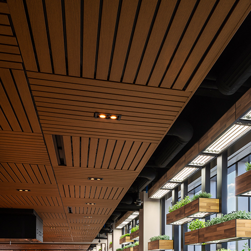 Wave Ceiling Aluminum Profile Baffle Ceiling Wooden Color