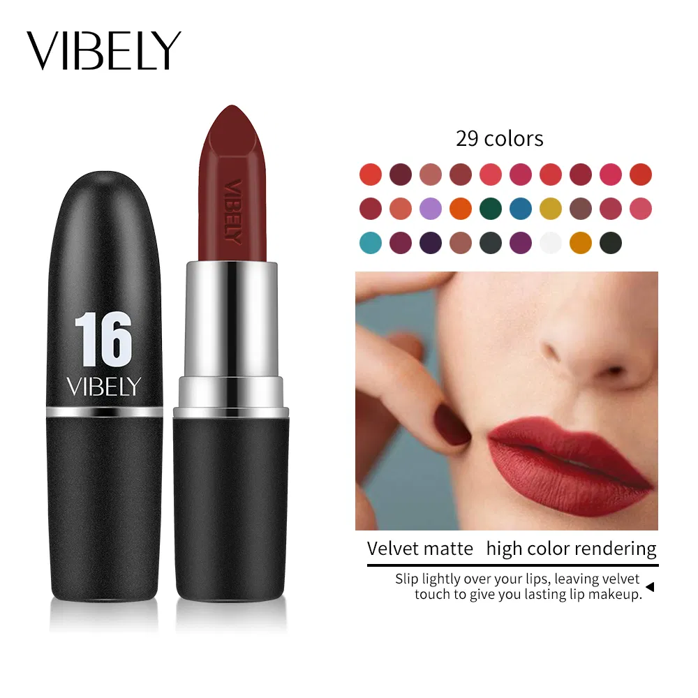 Cosmetics Cheap 29 Color Smooth Creamy Sexy Soft Black Matte Bullet Lipstick