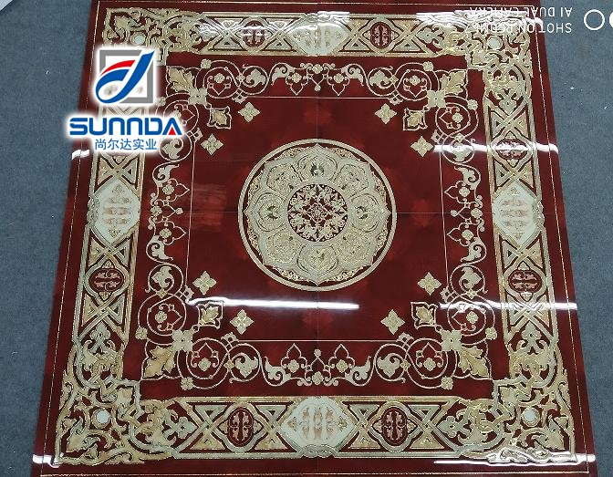 Plated Gold Silver Glazed Polished Carpet Floor Tiles Hote Hall Decoration
