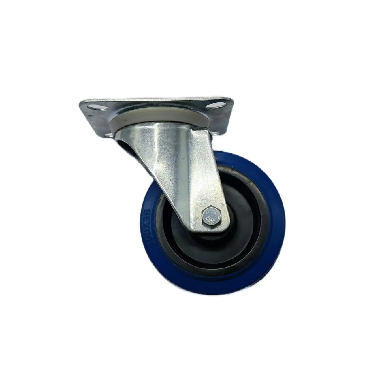 Durable 100mm Blue Elastic Rubber Casters for Heavy Loads
