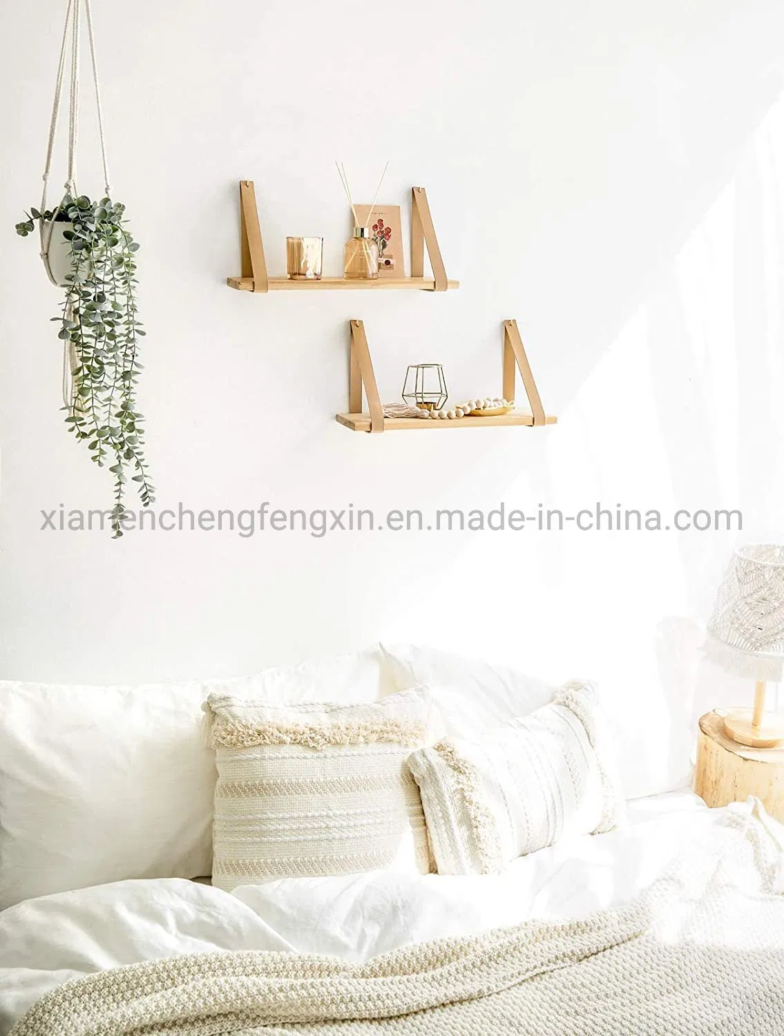 Stylish Leather Strap Wall Shelves for Modern Home Decor