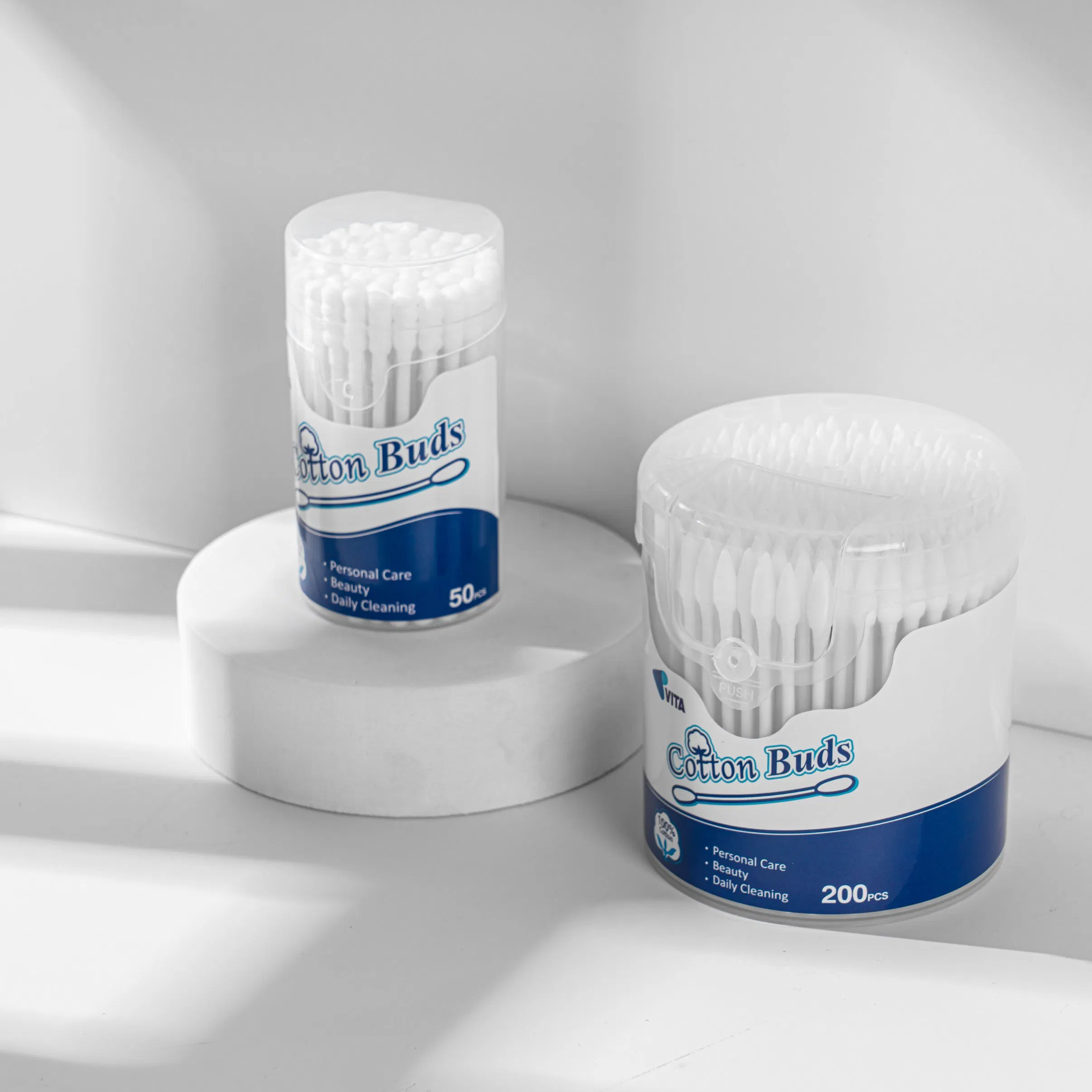 Daily Use 50 PCS Biodegradable Cotton Swabs with Paper Sticks