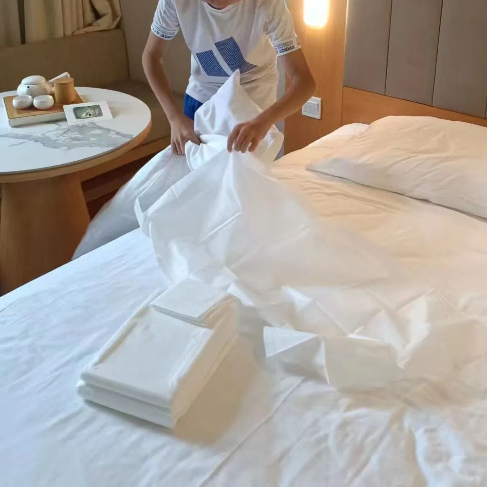 Disposable Bed Sheet for Hotel Essentials for Cruise Ships, Hotel, Camping, SPA