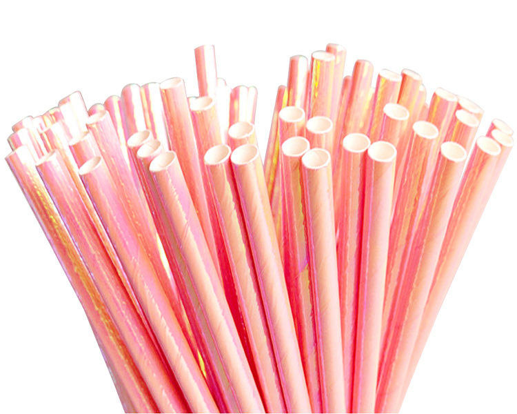 Hot Sale Biodegradable Iridescent Foil Paper Straws for Birthday Party