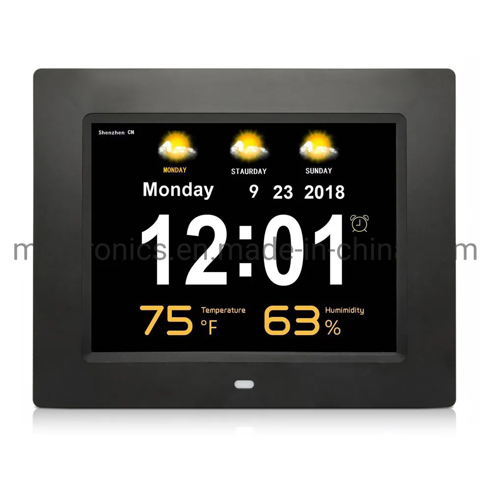 Autoplay Advertising USB Player 8 Inch Digital Photo Frame Time Clock Smart Days Smart Days Clock Digital Photo Frame with Weather