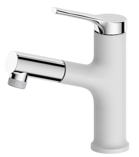 Single Handle Swivel White Toilet Kitchen Bathroom Faucet Water Tap Mixer Basin Faucet with Pull out Sprayer