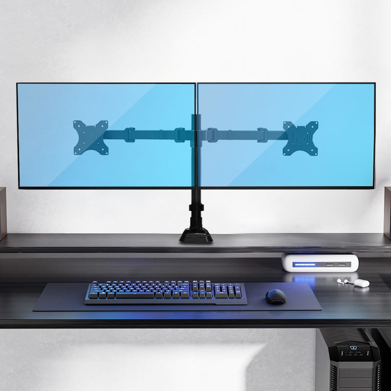 17"-32" Screen Adjustable Double Dual Monitor Arm Stand Laptop Desk Mount with 2 Arms