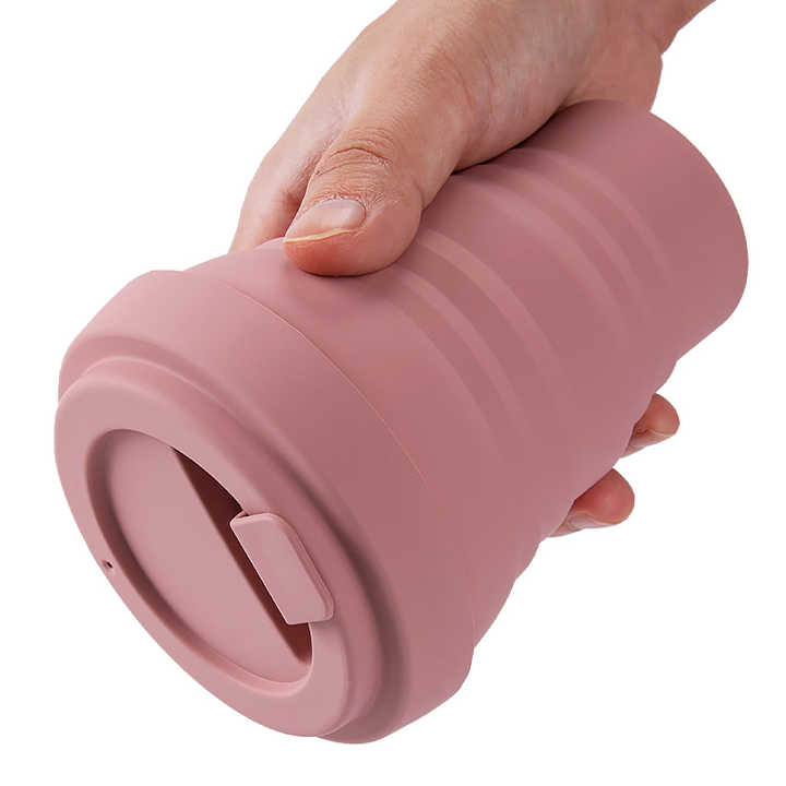 Reusable Portable Coffee Mug Heat Resistant Silicone Collapsible Travel Cup with Lid