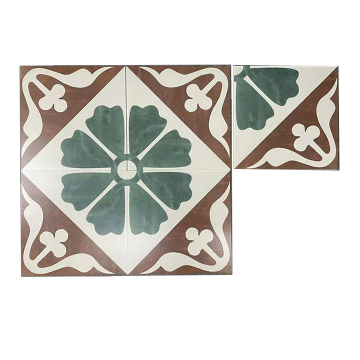 300*300 Tiles Design White with Black Sticker Flower Ceramic Floor Wall Tile