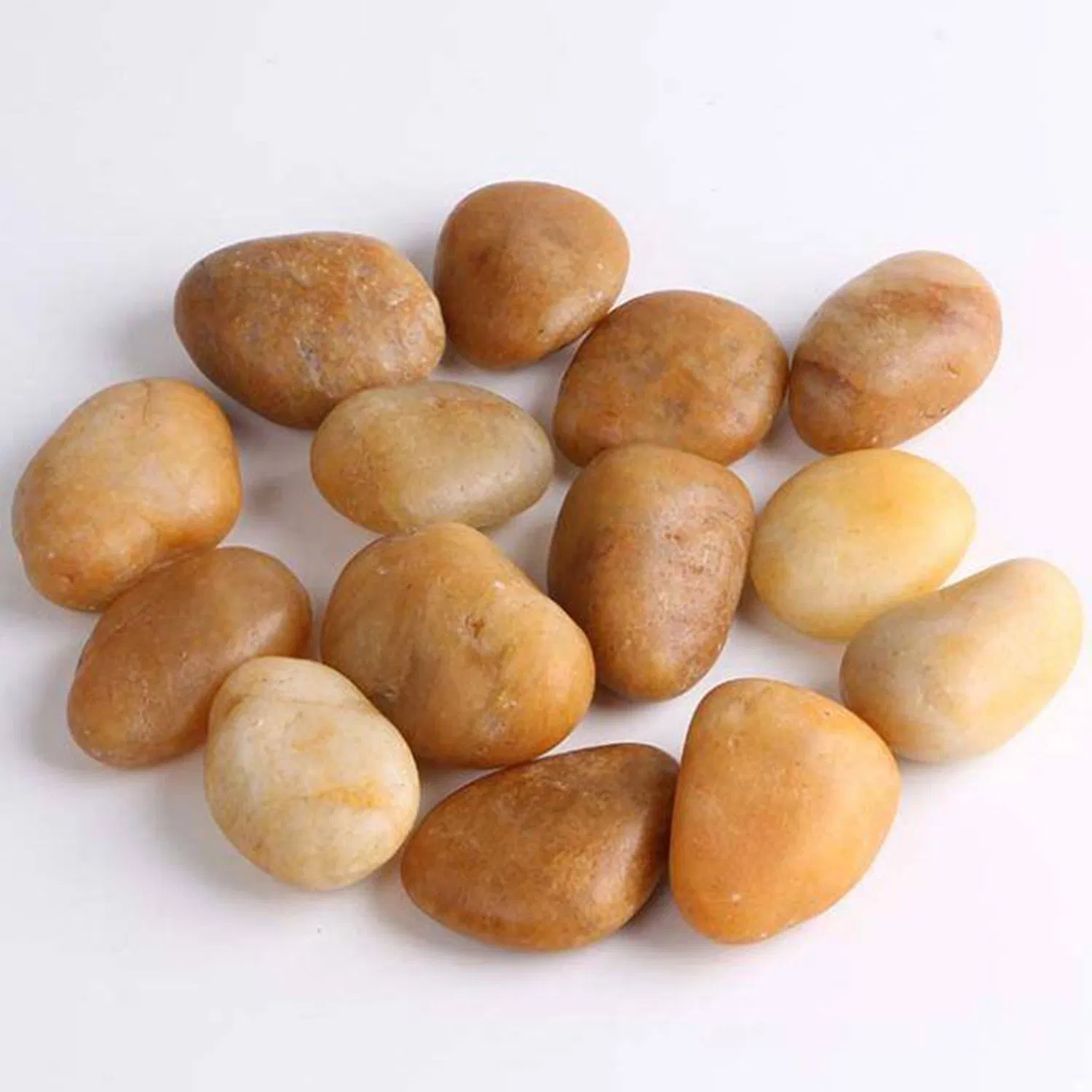 Natural Yellow Round and Smooth Polished Brizz Color Pebbles and Cobbles for Garden Home Decoration