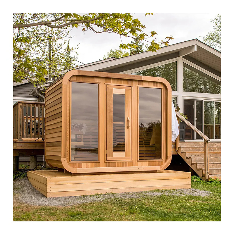 Traditional Outdoor 5 Person Combined Garden Sauna Square Wooden Sauna and Steam Room