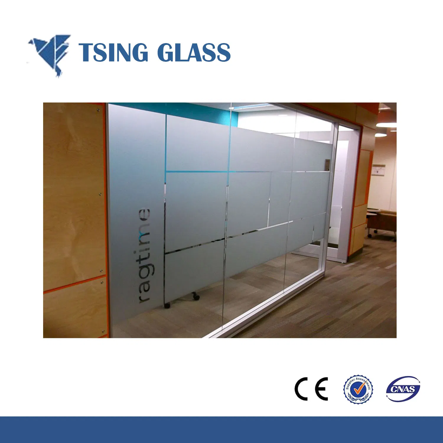 4-12mm Tempered Acid Etched Glass for Office/Shower/Balustrades/Handrails/Stairs