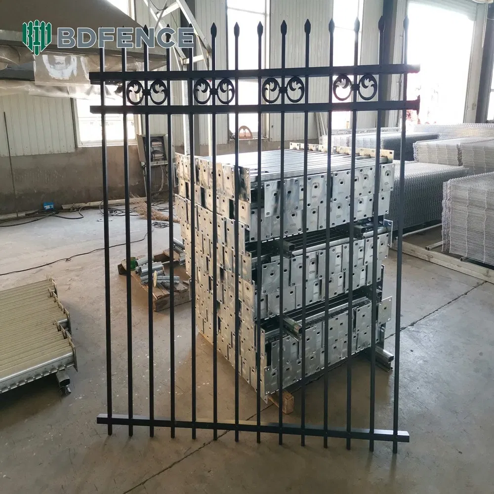 Black Powder Coated Residential and Commercial Steel Picket Security Tubular Fencing