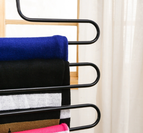 Anti-Slip Stainless Steel Multi-Layer Trouser Towel Rack, S-Shaped Trouser Hanger