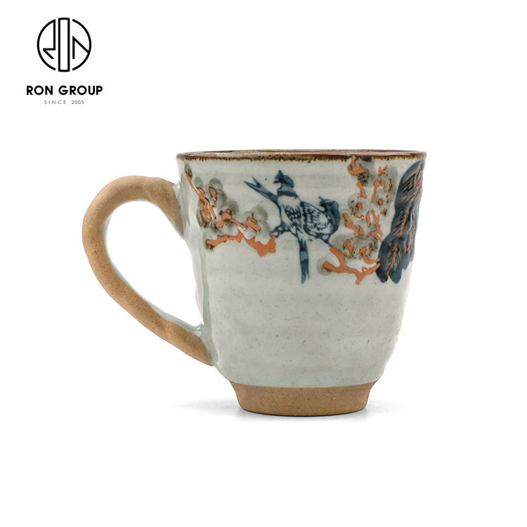 Retro Vintage Eco-Friendly Porcelain Ceramic Water Tea Coffee Cup for Cafe Restaurant Commercial Drinking Use