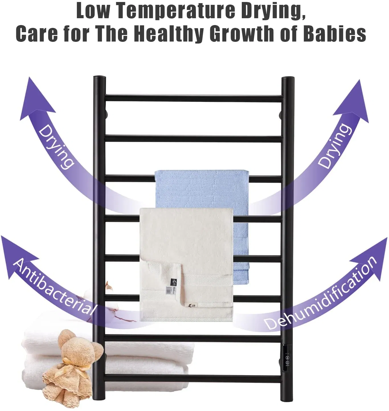 Heated Towel Warmer for Bathroom 304 Stainless Steel Hot Towel Rack Wall Mounted