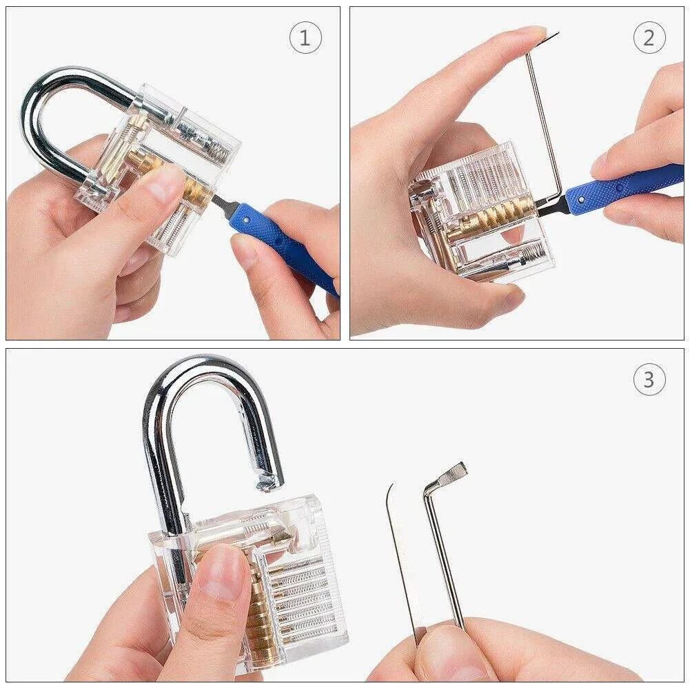 Stainless Steel 15 PCS Professional 1PC Padlock Unlocking Lock Pick Locksmith Tools