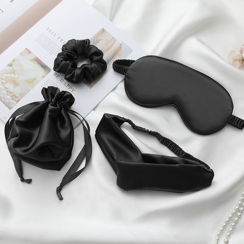 Satin Eye Mask Hair Scrunchie Set for Sleep Hair Protection Gift