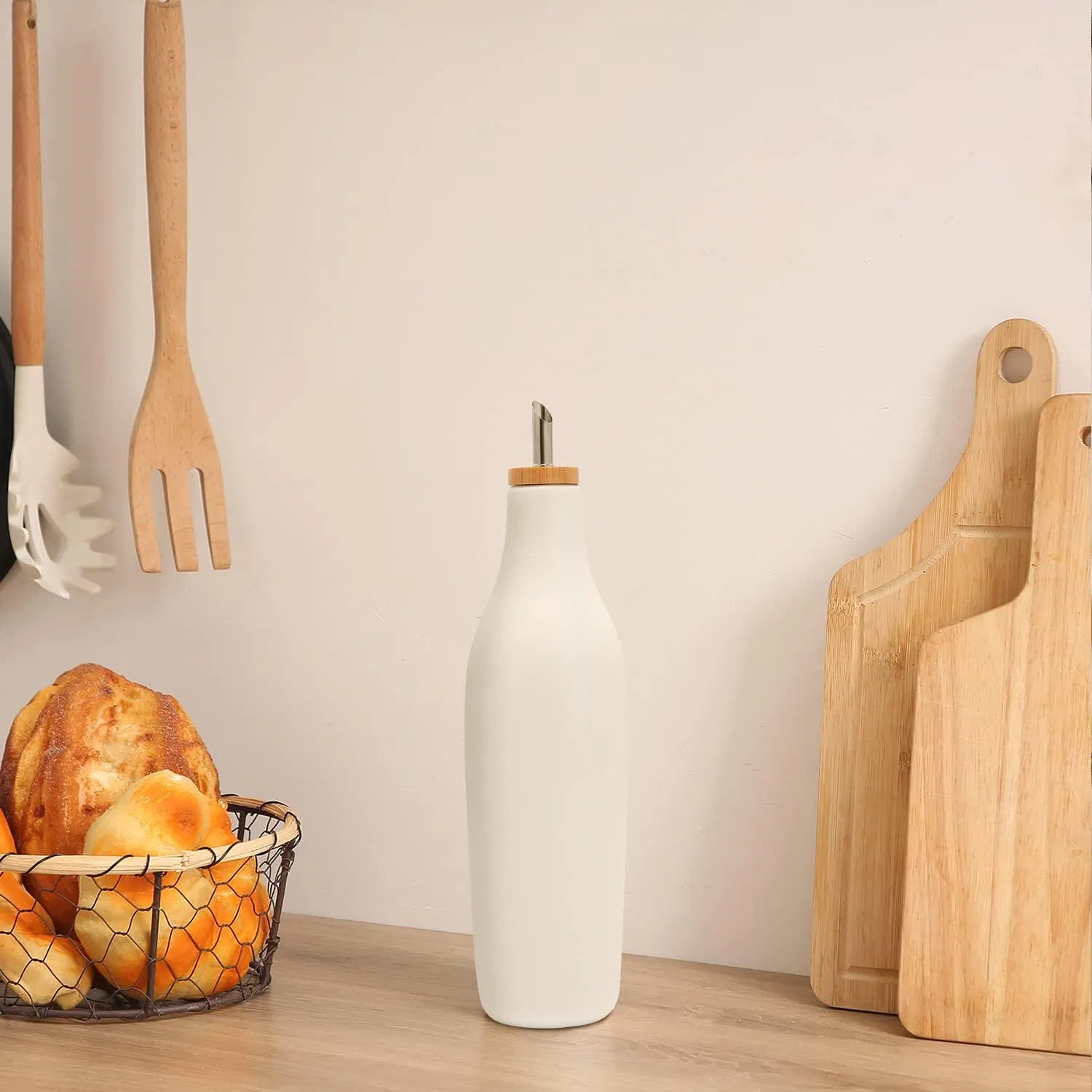 Ceramic Olive Oil Dispenser Bottle Large Porcelain Oil & Vinegar Bottles Container