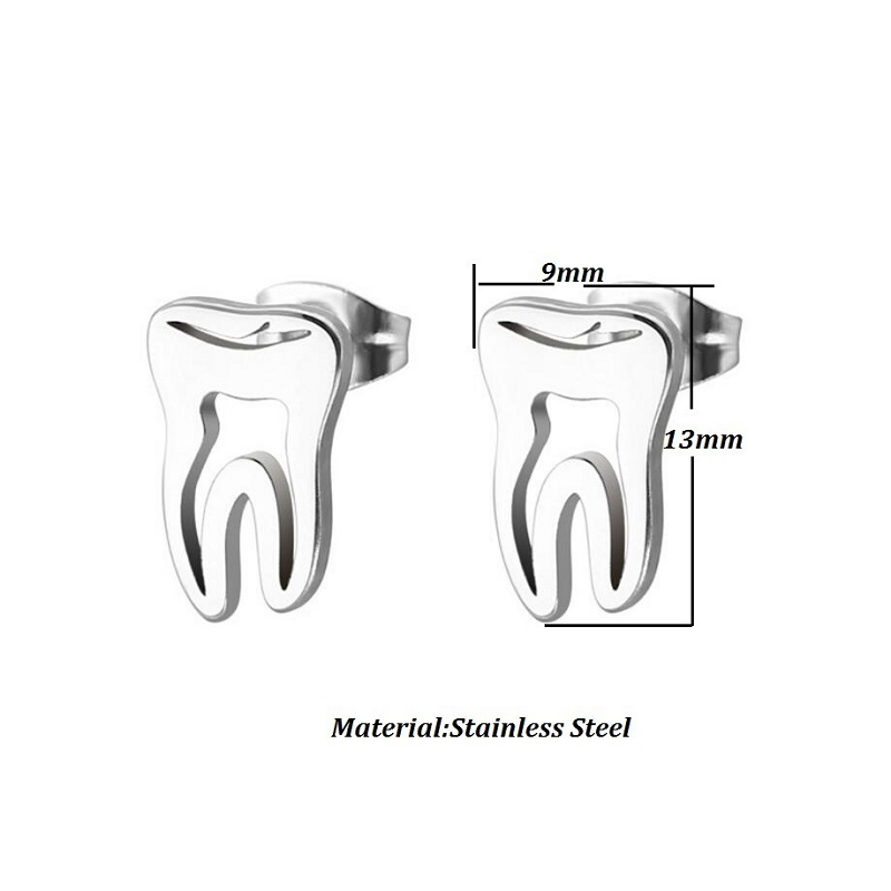 High Quality Dental Supplies Stainless Steel Tooth Shape Earrings Dental Gift