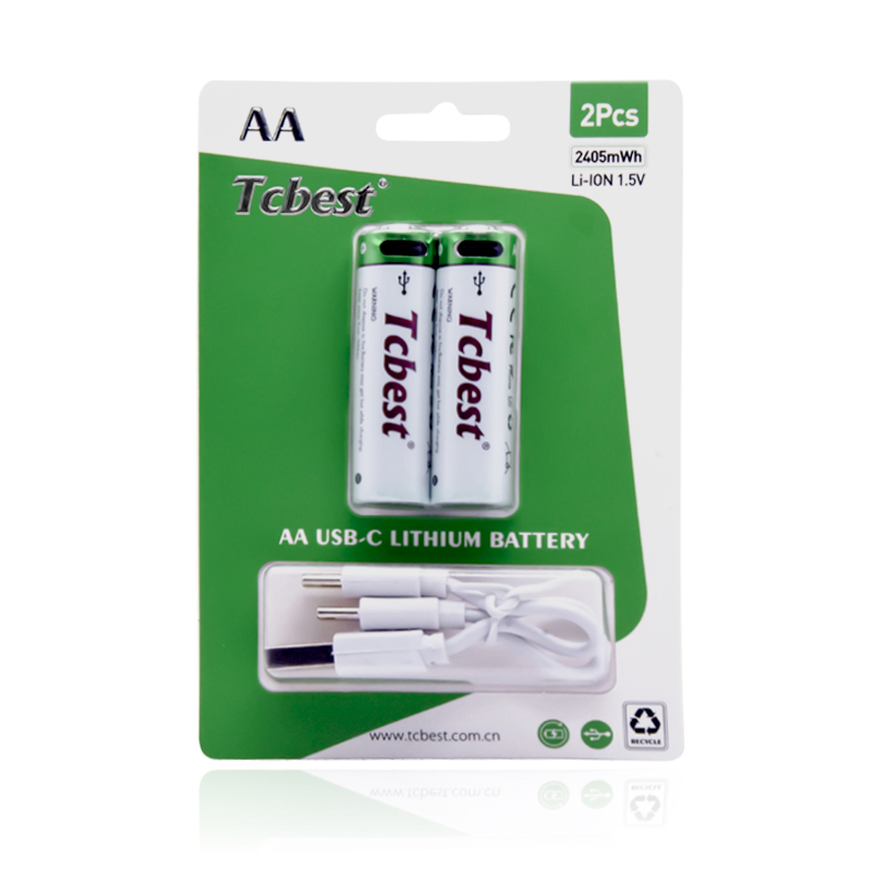 Lithium Type-C AA 1.5V 650mAh/750mAh/950mAh/1100mAh Rechargeable Battery for Home Appliance