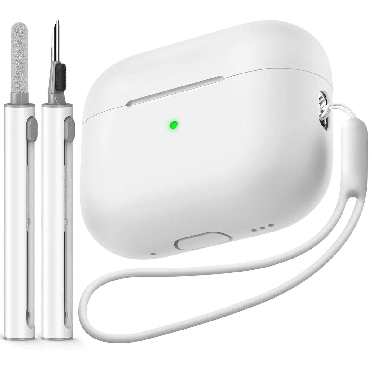 Чехол для AirPods Pro 2 с ручкой для чистки и карабином