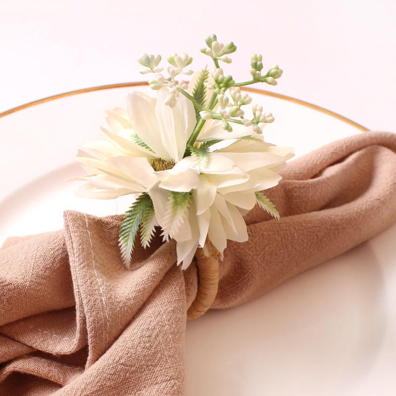 Artificial Flower Napkin Buckle Wedding Party Gatherings Dinner Table Decoration Napkin Rings