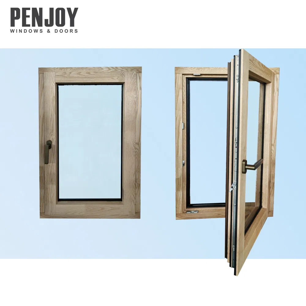 Penjoy Factory Price Top Manufacturing Wooden Aluminum Casenment Window Triple Glazing