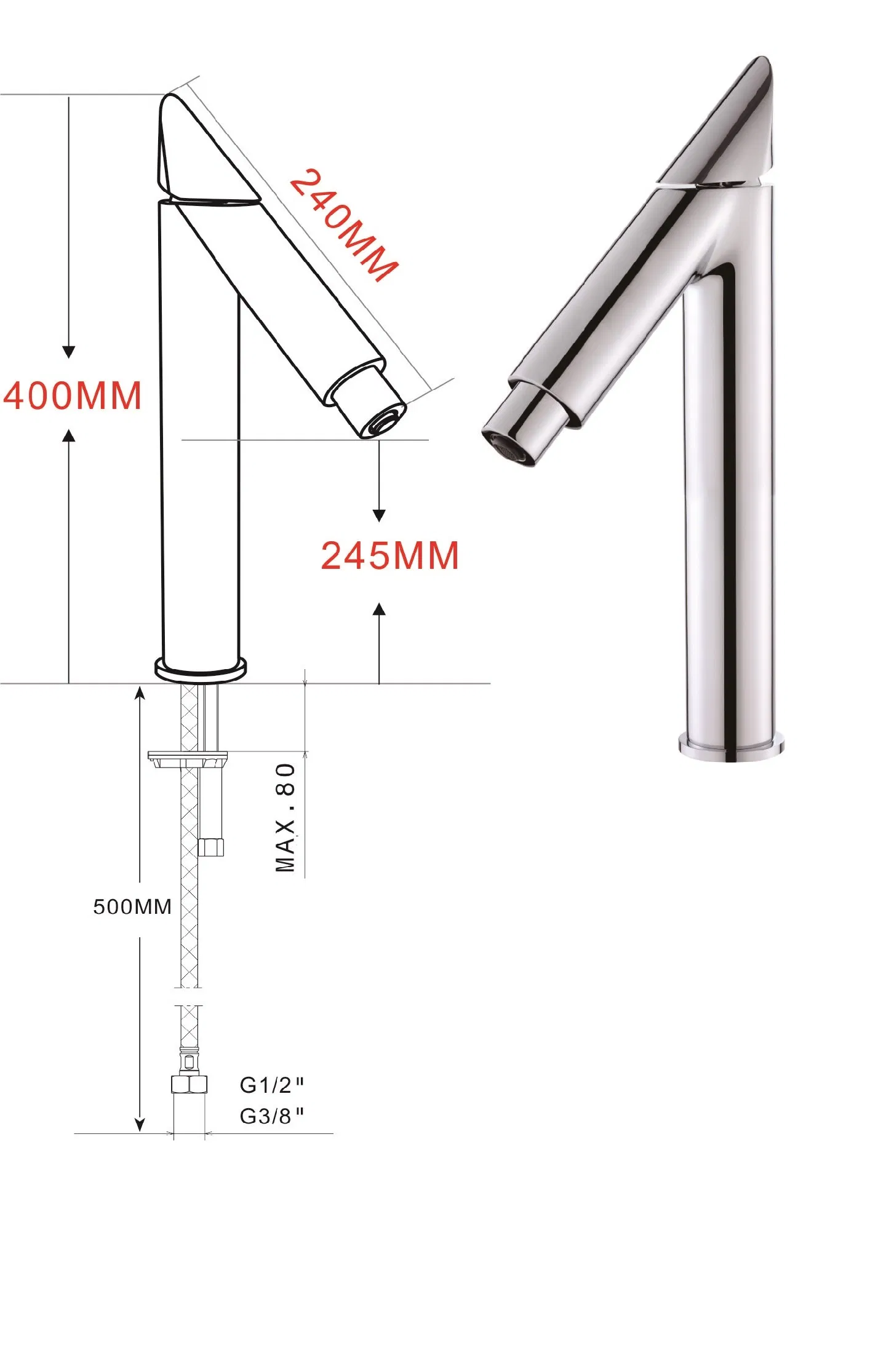 Смеситель для кухни 10105, хром, водопад