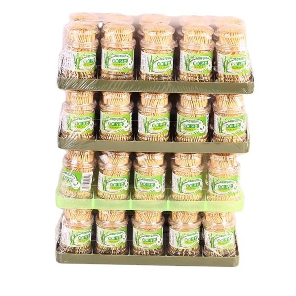 Custom Package Durable Bottle Bamboo Toothpicks Plastic Bottle with Customer Logo Natural Bamboo Bottled Toothpicks