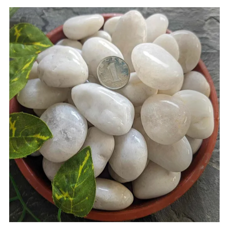 Polished White River Stone Natural Cobble Pebble for Kitchen Round Shape White and Black Varieties Available