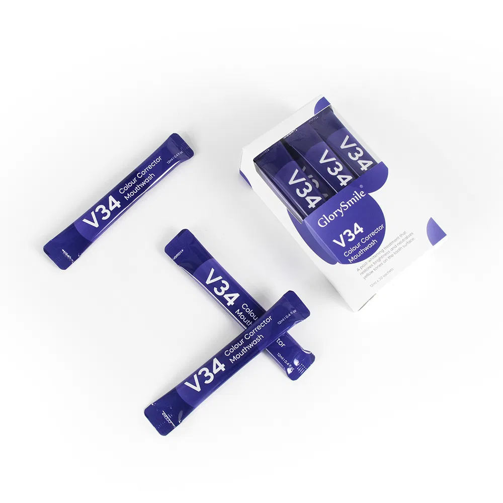 Private Label 20 Pieces V34 Colour Corrector Mouthwash with 12ml Volume Wholesale Purple V34 Mouthwash