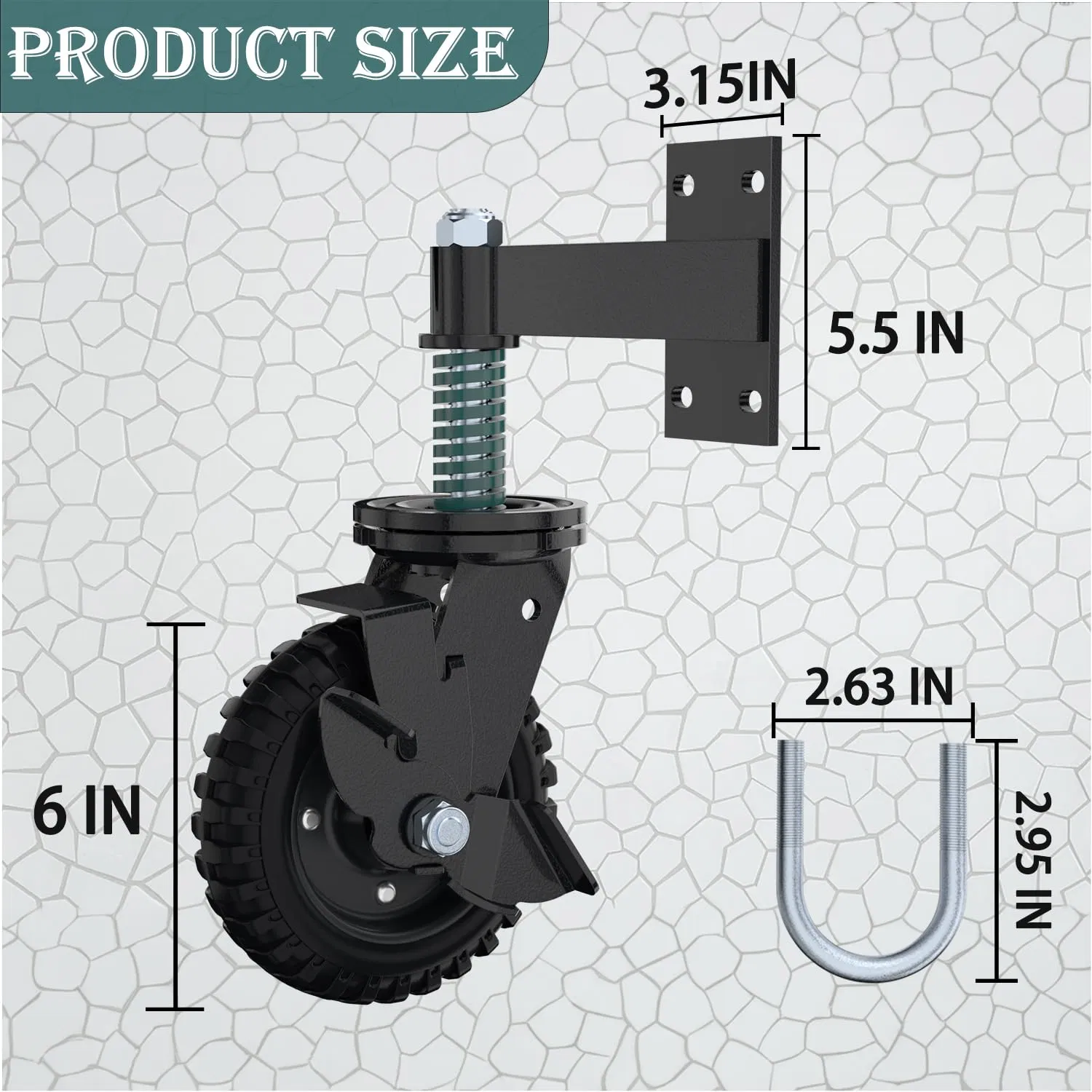 6 Inch Door Wheel Caster for Tube, Wood Gates in Retail Package