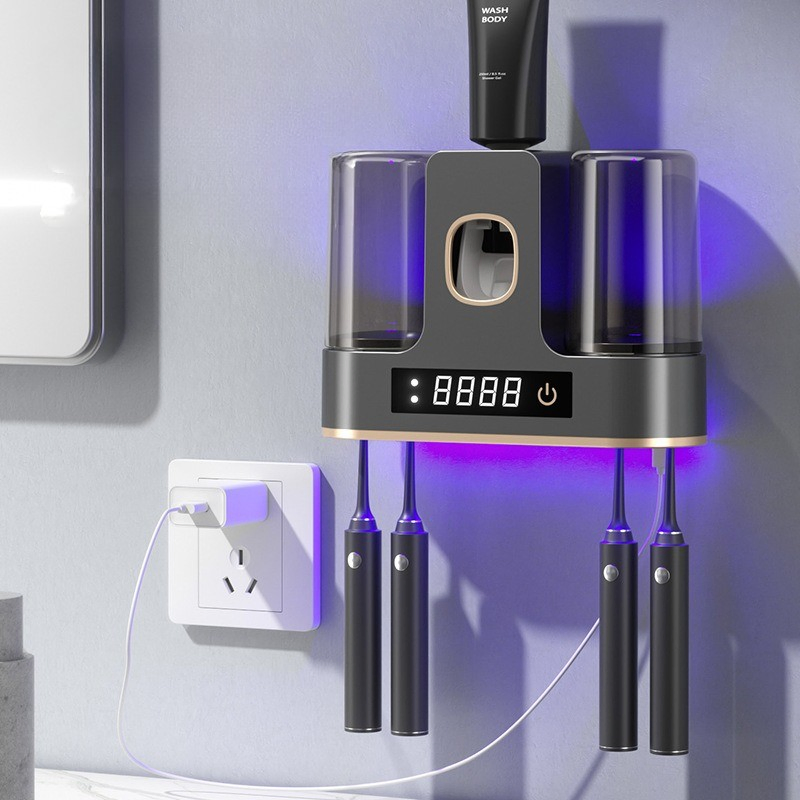 New Rechargeable Bathrooms Toothbrush Holder with UV Sterilizer, Drying Function and Toothpaste Dispenser