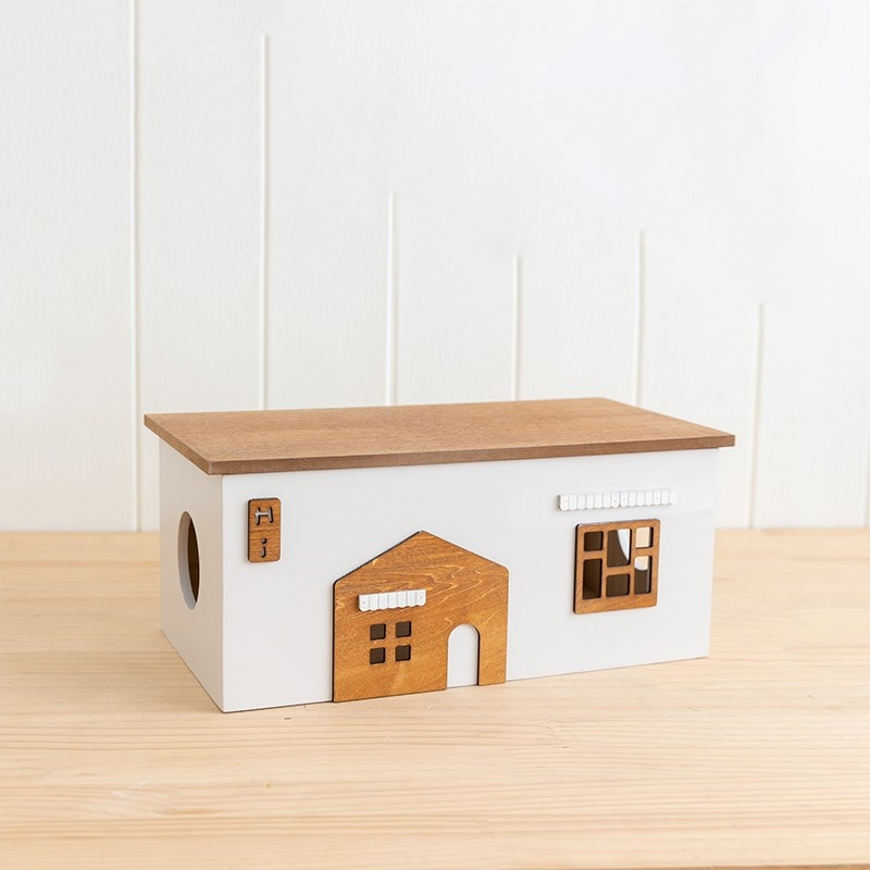 Handmade Wooden Tissue Paper Box with Kitchen Toilet Roll Dispenser