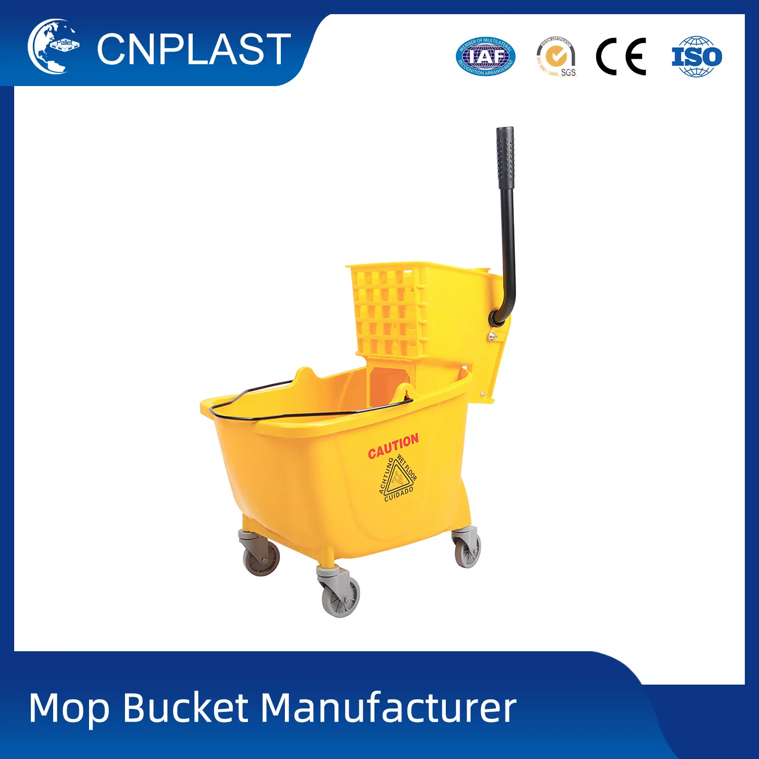 Large Capacity Floor Cleaning Durable PP 46L Down Press Double Wringer Trolley Easy Clean Large Capacity Floor Cleaning Durable PP 46L Down Cheap Mop Bucket