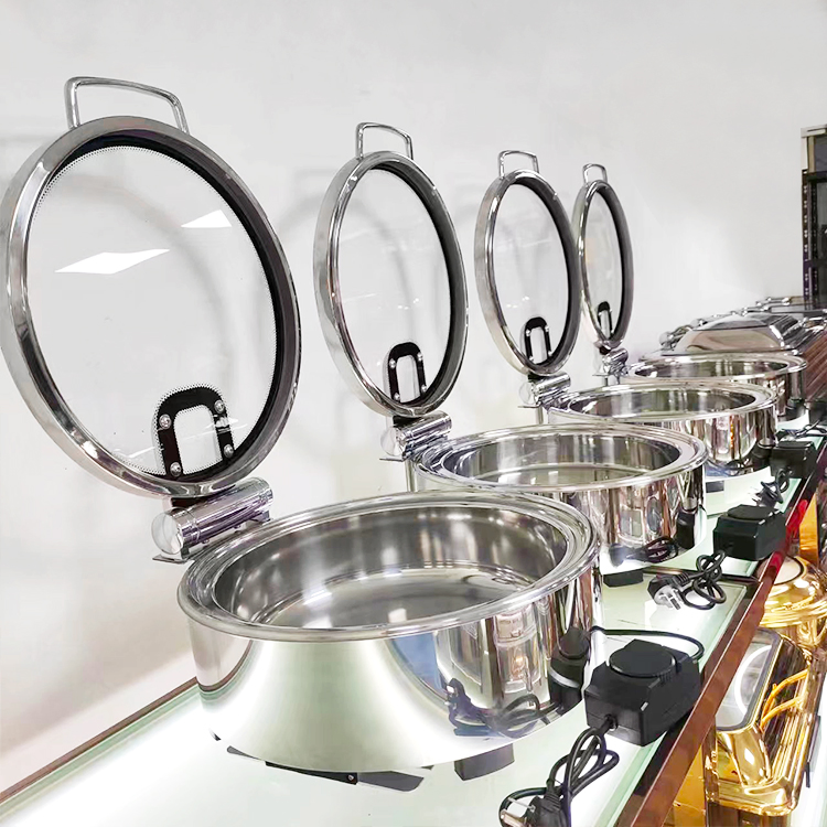 304 Round Commercial Stainless Steel Buffet Chafing Dish Food Warme for Restaurant Banquets