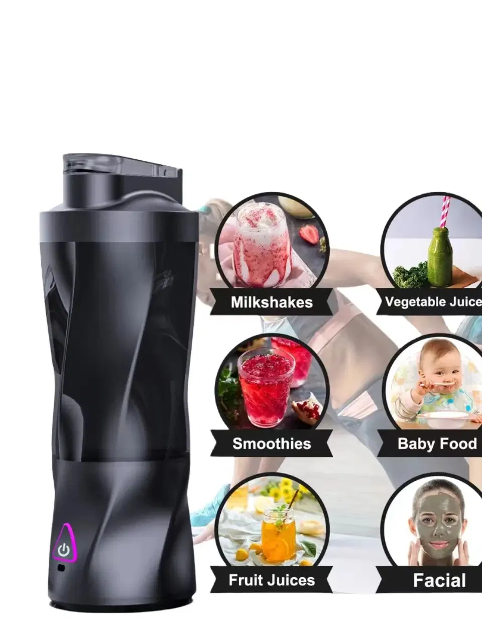 2025 New High Power 360W Rechargeable Juicer Blender Portable Blender Electric Smoothies Juicer Cup and Manual Protein Shaker