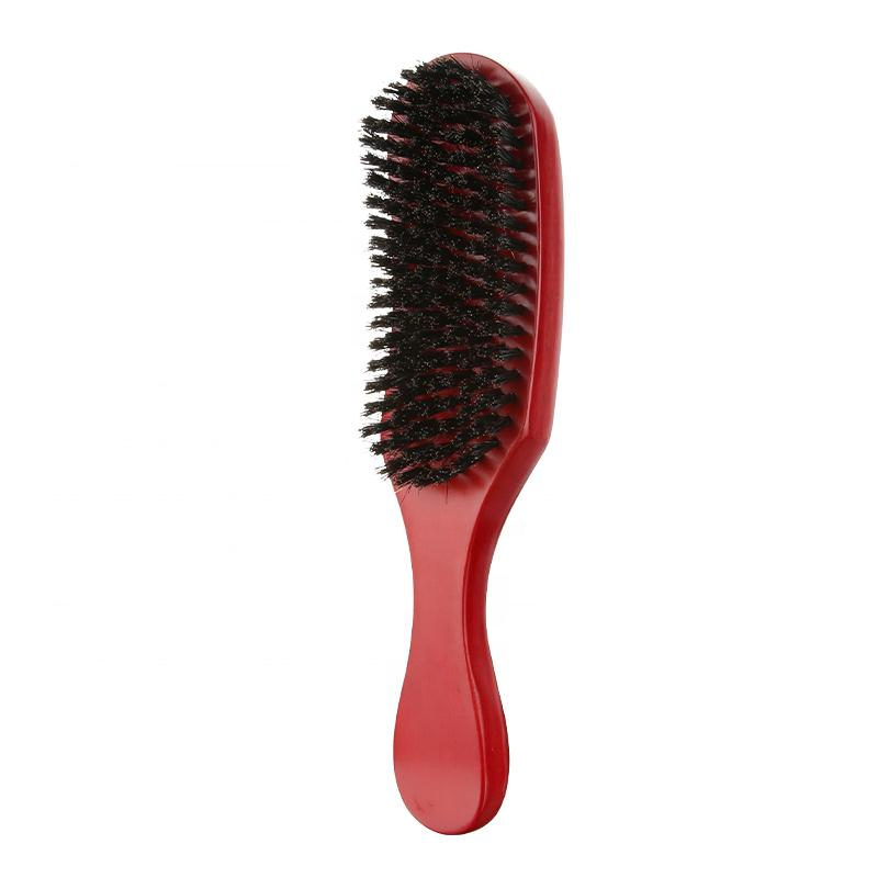 Luxurious Black Glossy Curve Wooden Handle Beard Brush Medium Soft Hard Hair 360 Wave Brush with 100% Boar Bristle