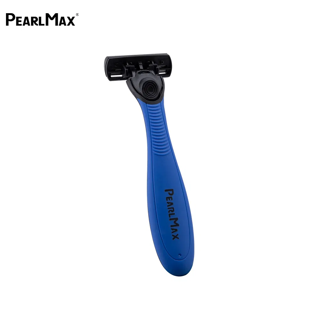 Pearlmax New Products Rubber Handle Safety Razor Blade Scrapper Man Stainless Steel Triple Blade Razor Barber Cheap Razor