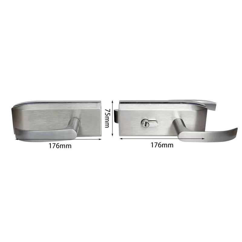 Factory Wholesale Square Frameless Glass Door Lock with Lock for Glass Door Glass to Glass