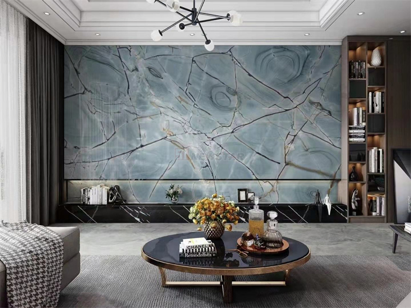 Newstar Blue Tiles Floor Tiles Marble Gloss Blue Roman Quartzite Bathroom Wall Tiles Luxury Blue Marble Slab