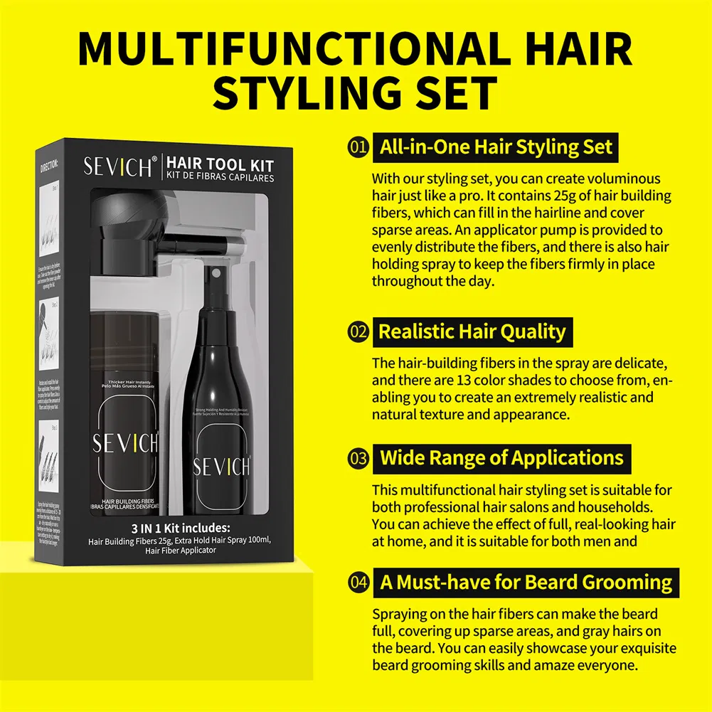 Hot Selling Natural Looking Voluming Thickening Real Hair Building Fiber Set