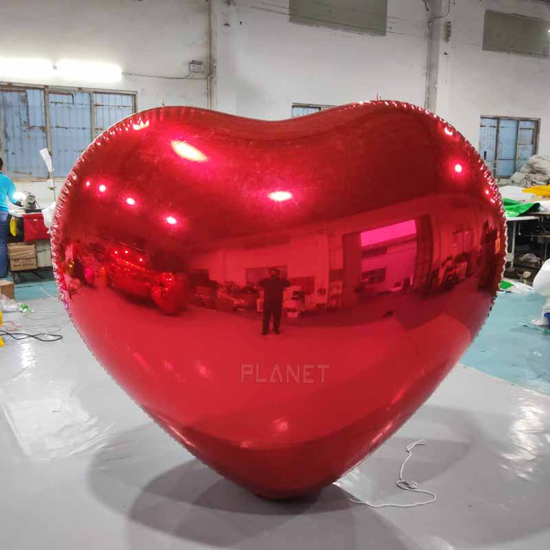 Durable Reuse Reflective PVC Inflatable Heart Balloon for Valentine Decoration