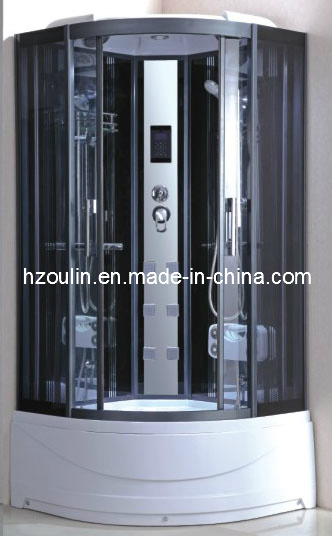 Shower Cabin with Acid Design Grey Glass