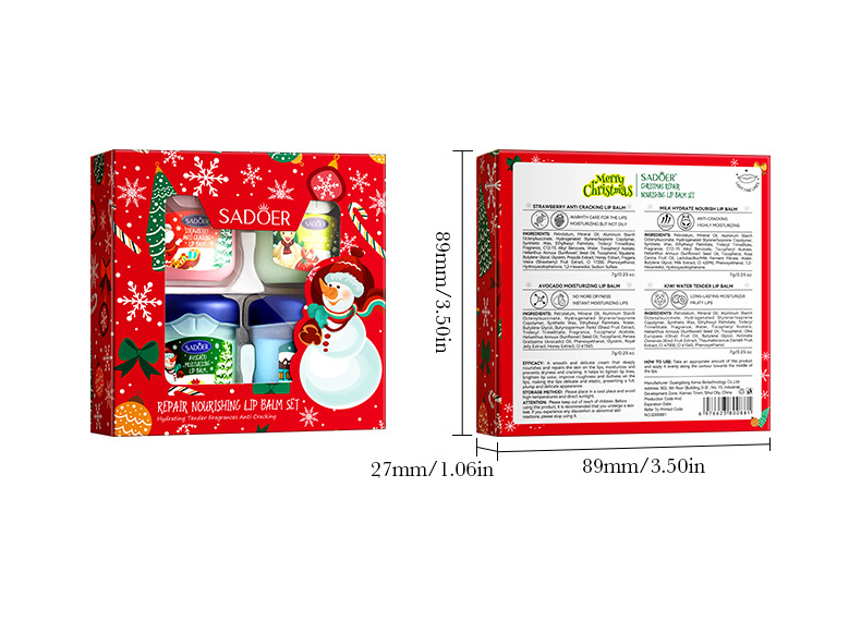 Christmas Lip Balm Gift Box Moisturizing Lip Balm
