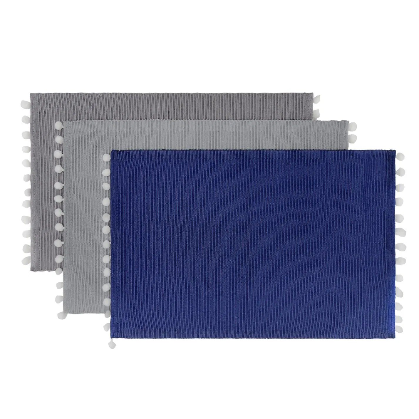 Fringed Stripe Tabletop Placemat Set for Dining Room Kitchen Table Decor