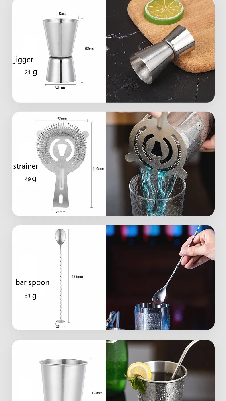 Барный набор из нержавеющей стали Silver Metal Bar Tools