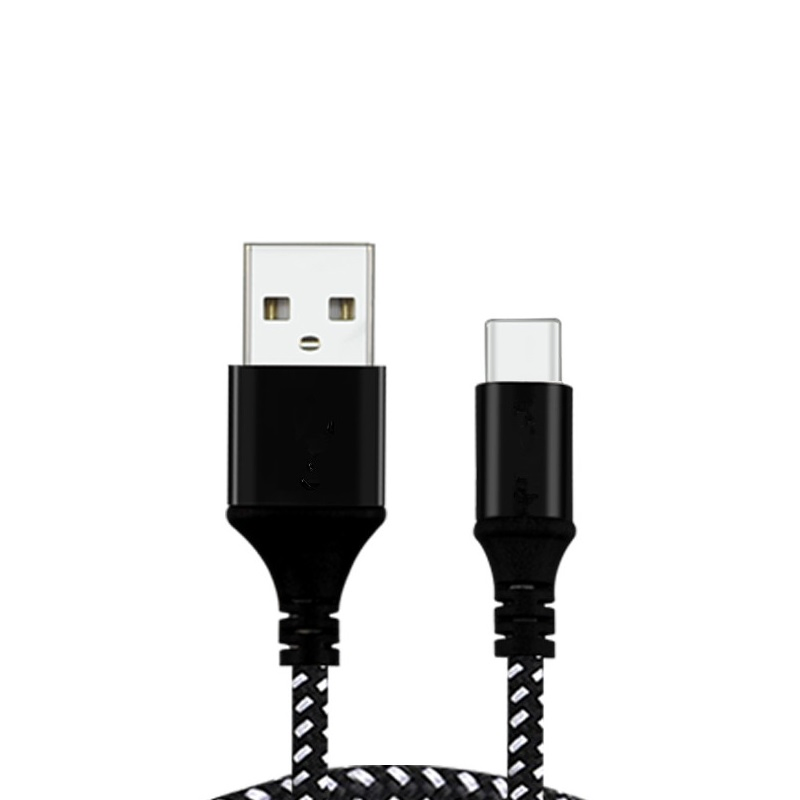 Fast Charging USB 2.0 to Type-C 2 in 1 Nylon Braid Data Charge Cable for Android Cell Phone