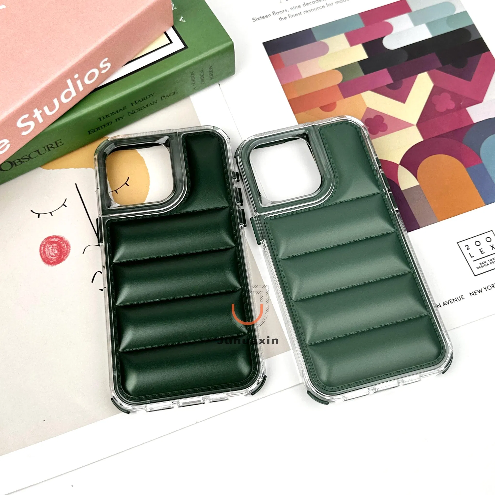 Mobile-Phone-Accessories Transparent Frame TPU Waterproof Protect Cover Fashion Down Jacket Mobile Phone Case iPhone Case for iPhone 11 12 15